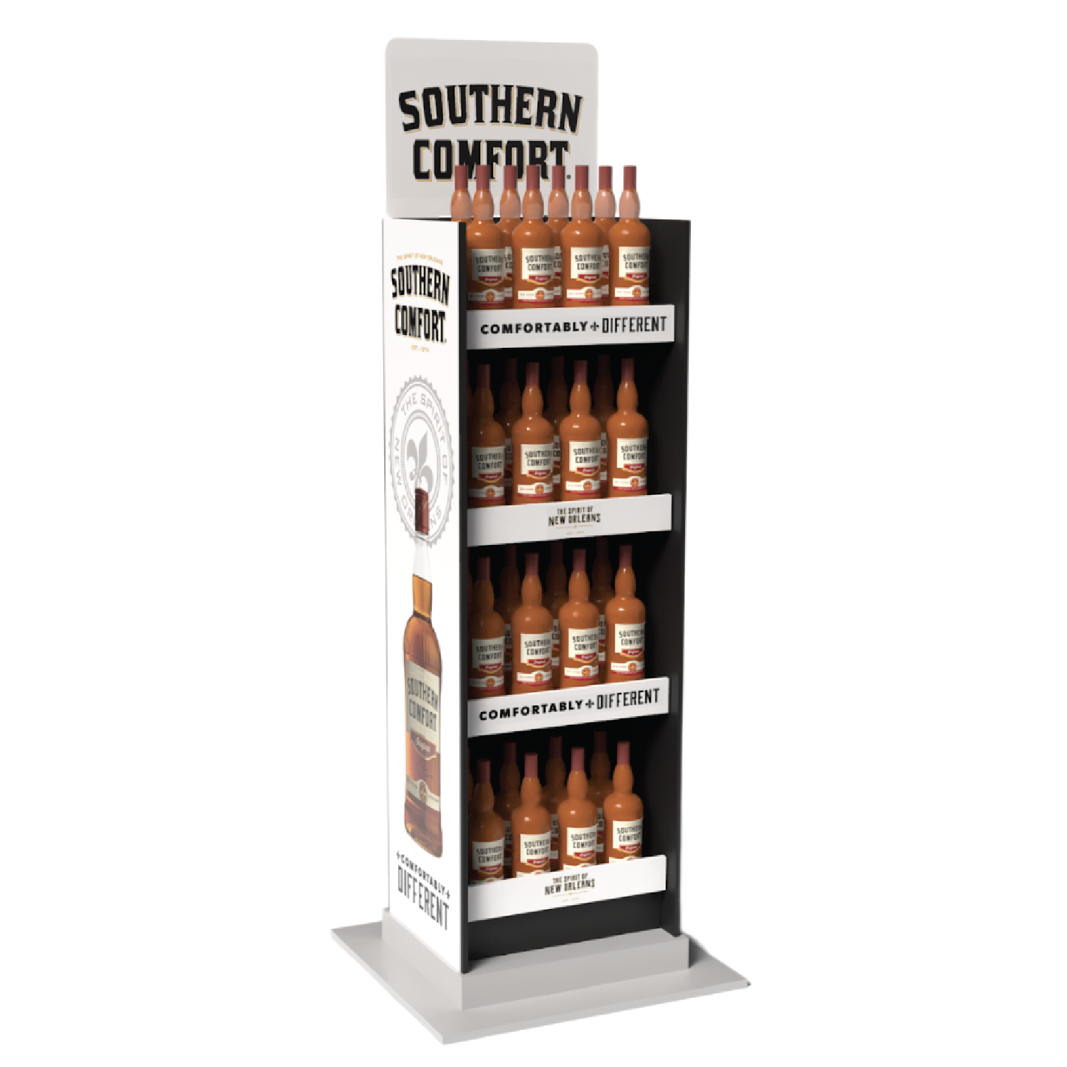 Southern Comfort Corrugate Pop Clip Quick Assemble Floor Display