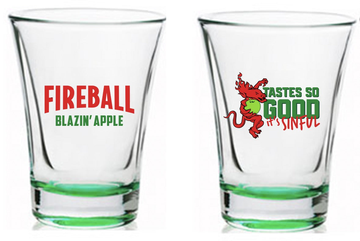 Fireball Apple 2 oz Traditional Shot Glasses Green Bottom